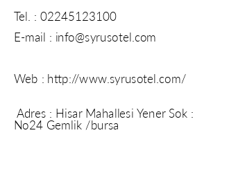 Syrus Otel iletiim bilgileri